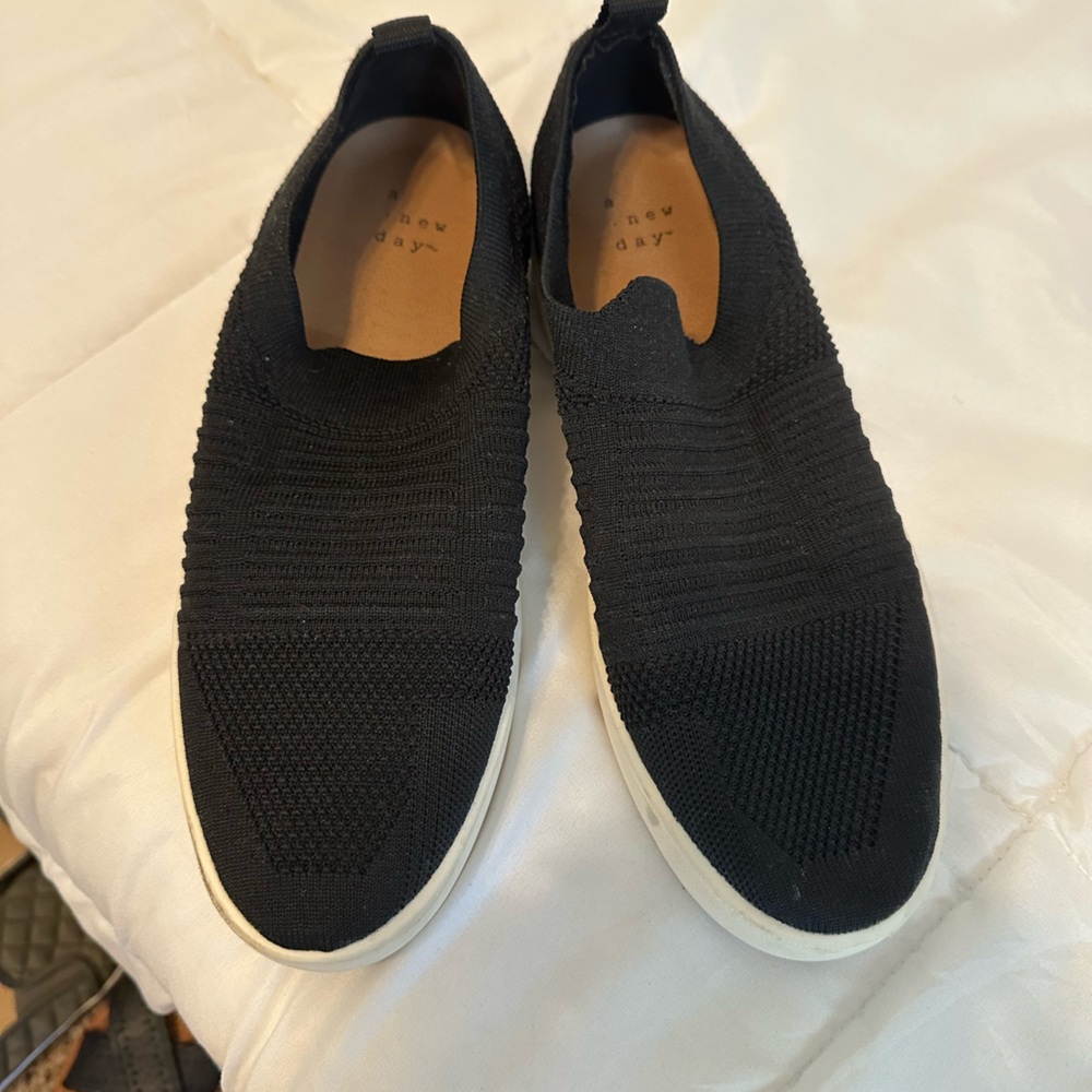 a new day Black Knit Slip-On Sneakers